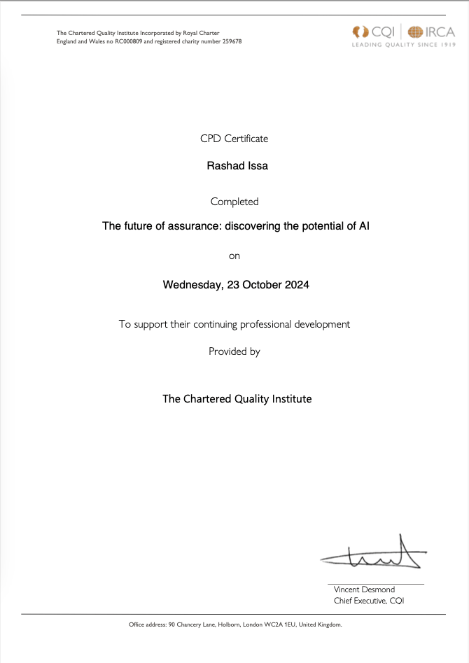 Certificate of Completion